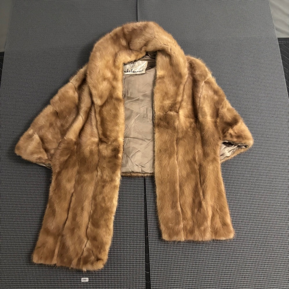 Winkelmans Vintage Honey Blonde Mink Fur Stole Wrap Capelet Shawl Collar Brown